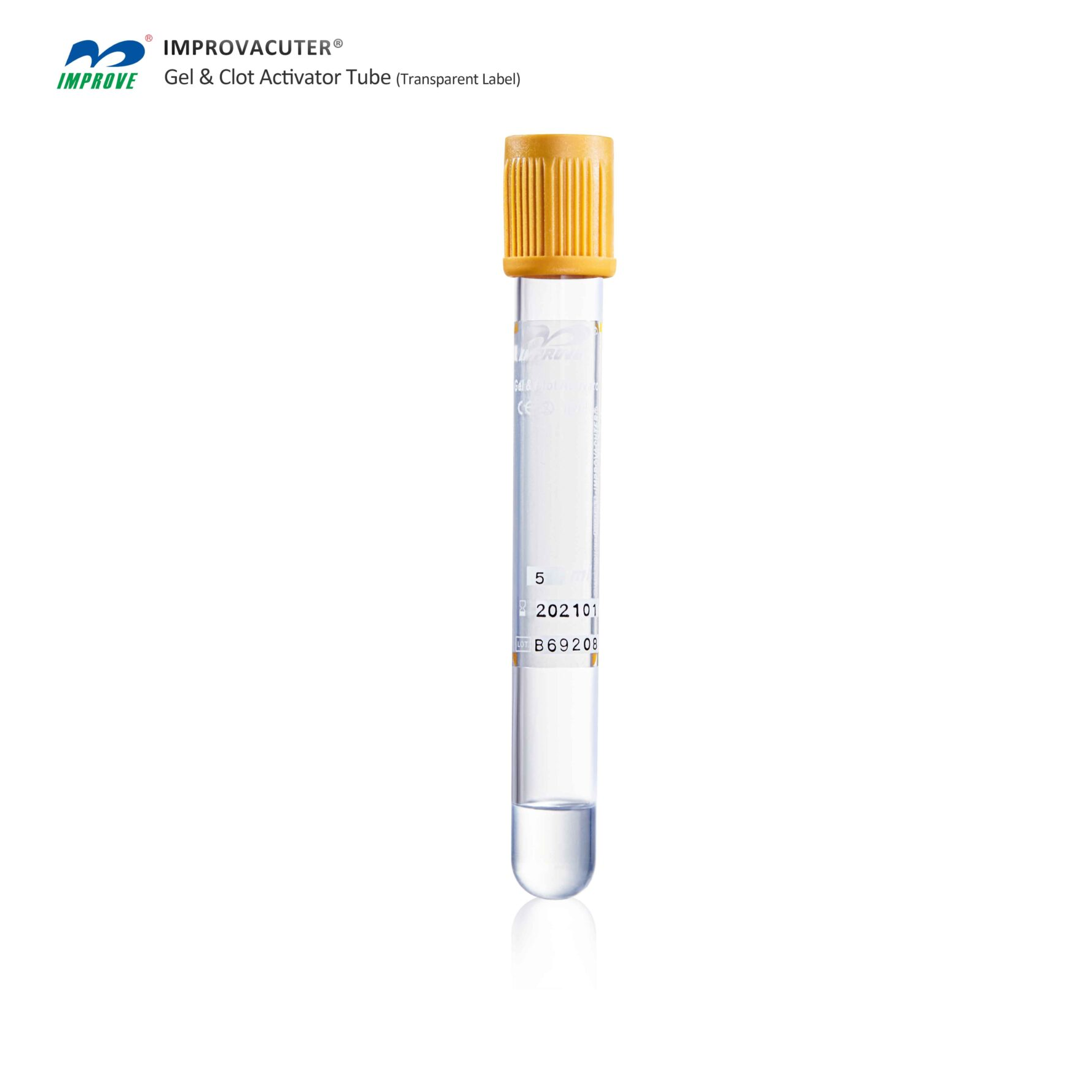 Пробірки вакуумні для сироватки IMPROVACUTER, гель і активатор 7 мл, 16*100